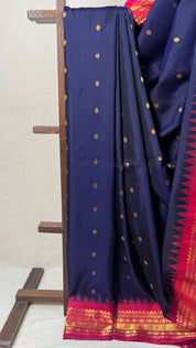 Navy Blue Gadwal Silk Saree - SRNBGSS546