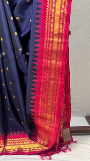 Navy Blue Gadwal Silk Saree - SRNBGSS546