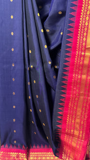 Navy Blue Gadwal Silk Saree - SRNBGSS546