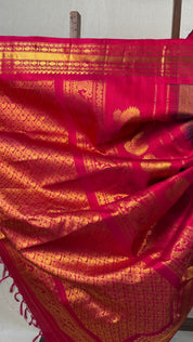 Navy Blue Gadwal Silk Saree - SRNBGSS546