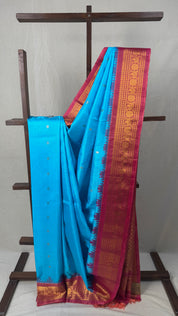 Sky Blue Gadwal Silk Saree - SRSBGSS564