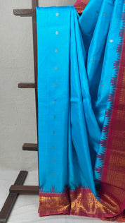 Sky Blue Gadwal Silk Saree - SRSBGSS564