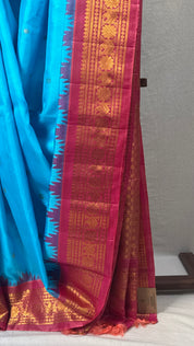Sky Blue Gadwal Silk Saree - SRSBGSS564