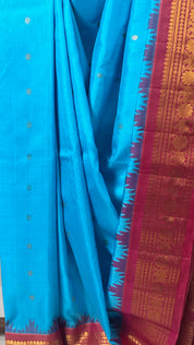 Sky Blue Gadwal Silk Saree - SRSBGSS564
