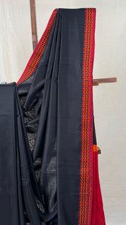 Black Maheshwari Saree - SRBMS774