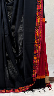 Black Maheshwari Saree - SRBMS774