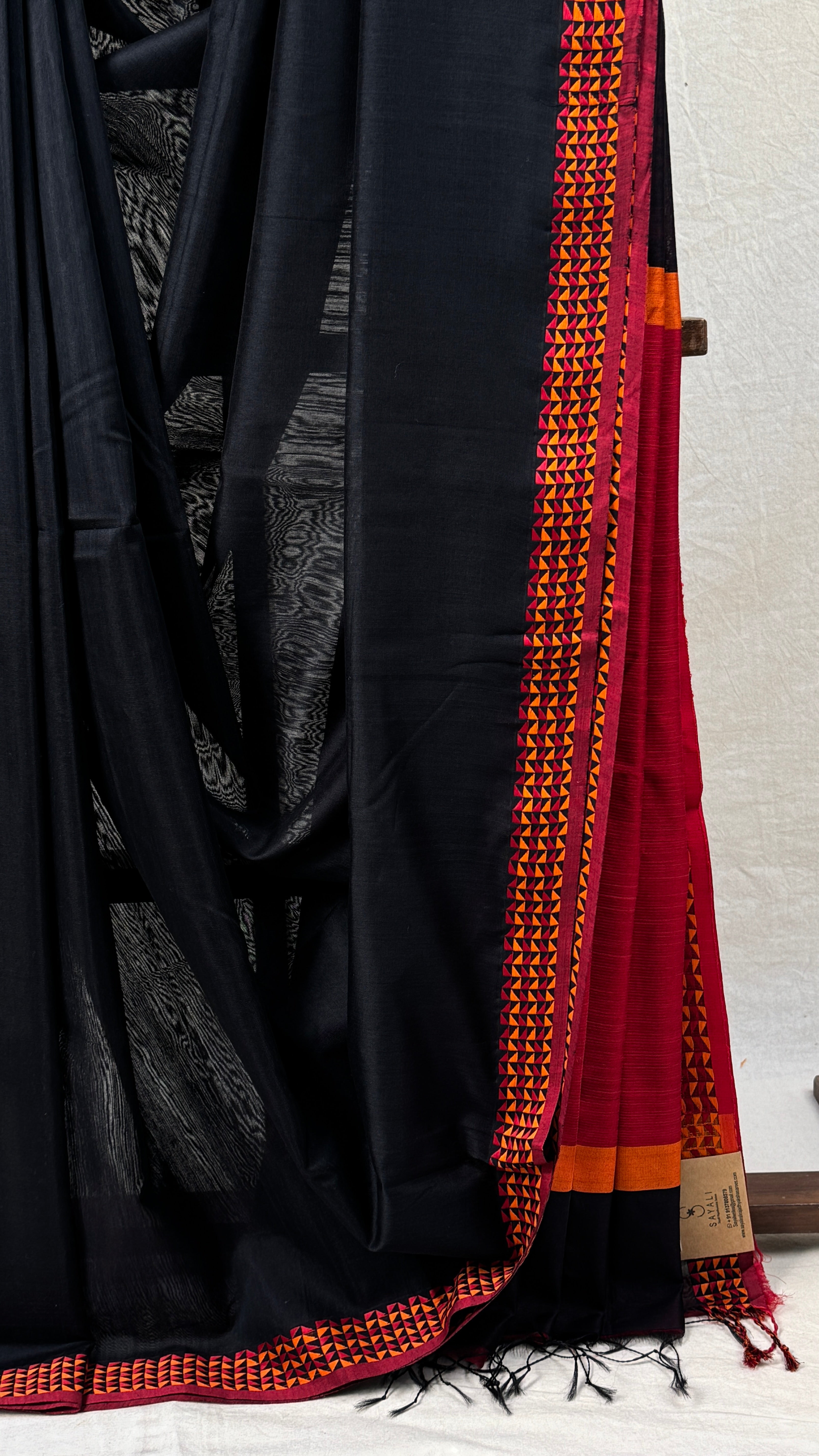 Black Maheshwari Saree - SRBMS774