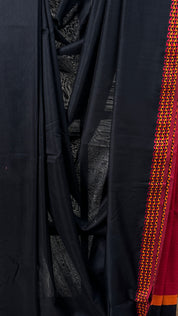 Black Maheshwari Saree - SRBMS774
