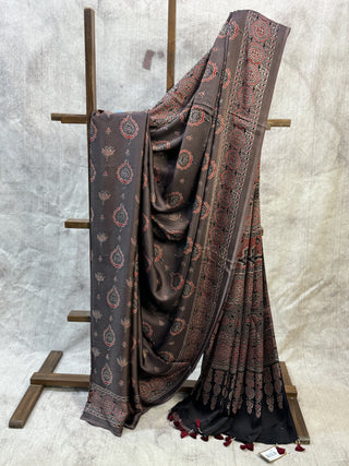 Kashish Ajrakh Print Modal Silk Saree - SRKAPMSS188