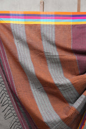 Maroon Big Checks Cotton Patteda Anchu Saree