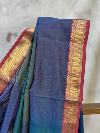 Multicoloured Peacock Silk Maheshwari Saree -SRMPCSMS264