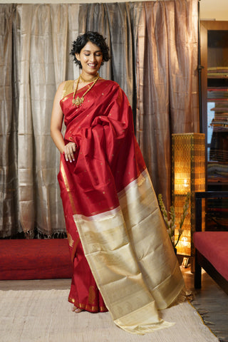 Red Kanjeevaram Silk Saree-SRKSS488