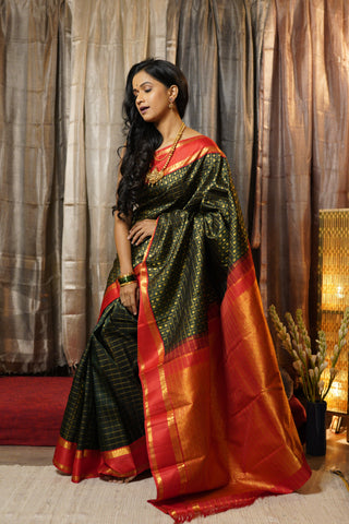 Green Kanjeevaram Silk Saree-SRGKSS487