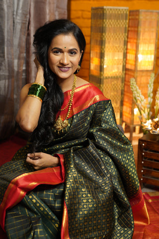 Green Kanjeevaram Silk Saree-SRGKSS487