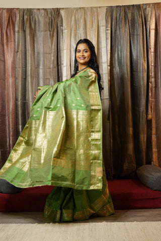 Green Banarasi Silk Saree-SRGBSS467