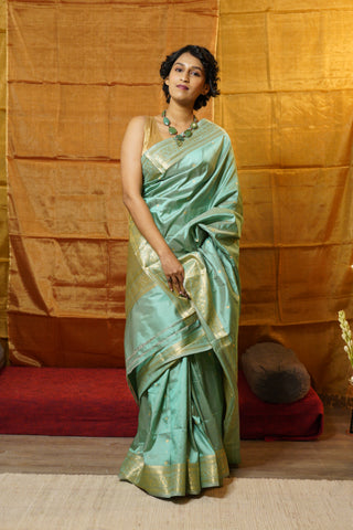 Turquoise Banarasi Silk Saree-SRTBSS469