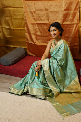 Turquoise Banarasi Silk Saree-SRTBSS469