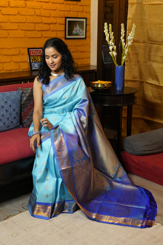 Light Blue Gadwal Silk Saree - SRLBGSS254