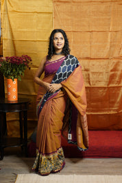 Orange Brick Kanchi Cotton Kalamkaree Saree-SROBKCKS234