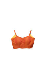 Orange Sleeveless Khun Blouse With Border-SROKB104