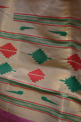 Plain Peacock Blue Kanjeevaram Silk Saree With Pink Skirt Border