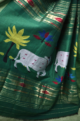 Green Cotton Paithani Saree-SRGCPS55