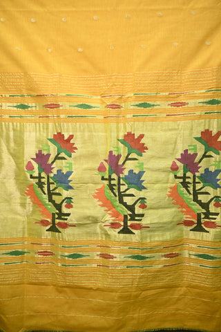 Yellow Cotton Paithani Saree-SRYCPS54