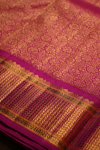 Sky Blue Kanjeevaram Silk Saree With Dark Pink Golden Zari Border