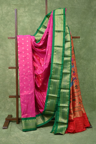Dark Mauve Kanjeevaram Silk Saree With Purple Golden Zari Border 37