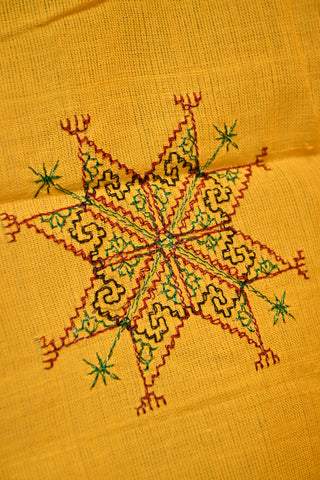 Yellow-Green Cotton Ilkal Kasuti Work Dupatta-SRSYGCID16