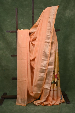 Pastel Orange Cotton Paithani Saree-SRPOCPS80