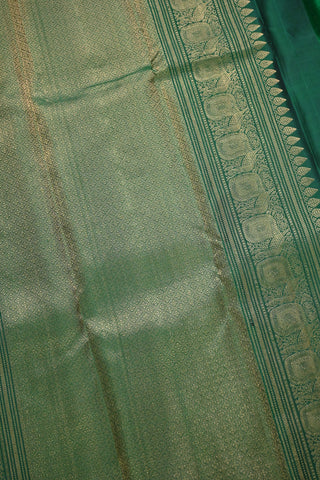 Dark Green Soft Silk Saree With Stripes- SRDGSSSS1