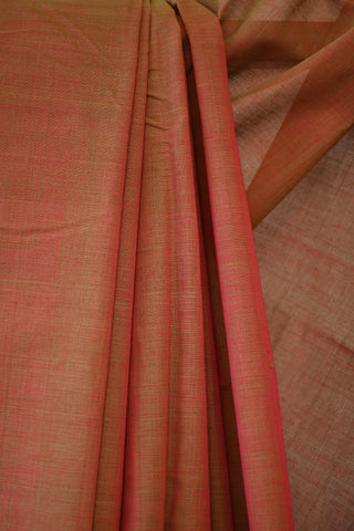 Two Tone Pink Kanchi Cotton Saree With Pink Orange Border