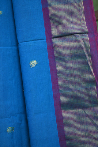 Sky Blue Cotton Paithani Saree-SRSBCPS90