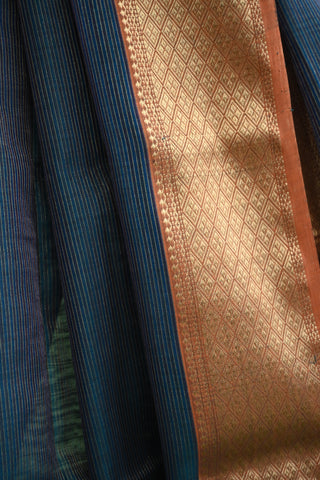 Peacock Blue Maheshwari Tissue Silk Saree-SRPBMTSS54