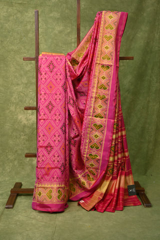 Pink Rajkot Patola Silk Saree-SRPRPSS26