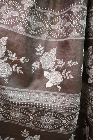 Grey Machine Embroidered Tussar Silk Saree-SRLBETSS1
