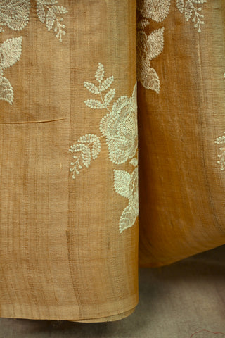 Light Copper Embroidered Tussar Silk Saree-SRLCETSS7