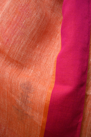 Orange Linen Jamdani Saree - SROLJS23
