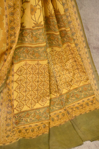 Yellow HBP Cotton Saree With All Over Small Motifs