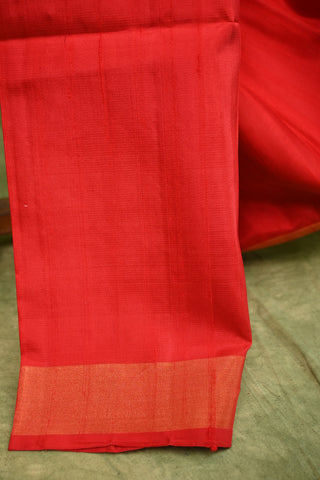 Red Raw Silk Saree With Soft Silk Pallu - SRRSSS18