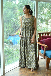 Olive Green Cotton Long Dress- SROGCLD2