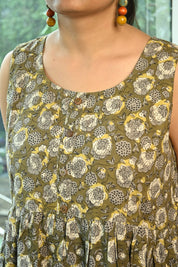 Olive Green Cotton Long Dress- SROGCLD2