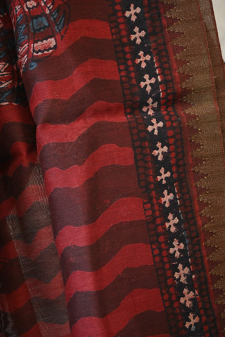 Maroon HBP Cotton Silk Chanderi Saree With Weave