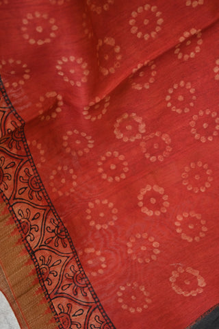 Red HBP Cotton Silk Chanderi Saree With Geometric Print