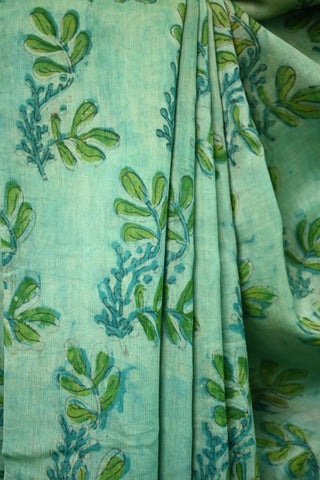 Aqua Green Vanaspati HBP Cotton Silk Chanderi Saree-SRAGCSCS188