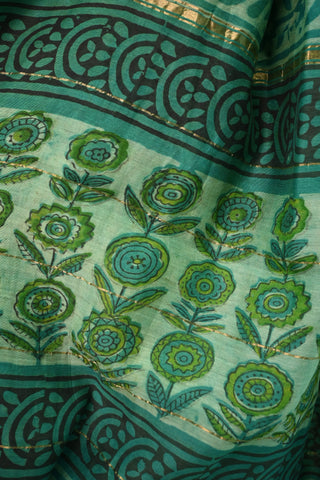 Aqua Green Vanaspati HBP Cotton Silk Chanderi Saree-SRAGCSCS188