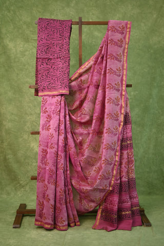 Pink Vanaspati HBP Cotton Silk Chanderi Saree-SRPCSCS180