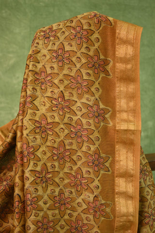 Dark Mustard HBP Cotton Silk Saree With Maheshwari Border-SRDMCSCS182