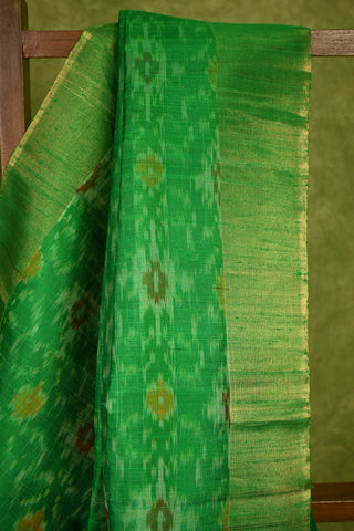 Leaf Green Raw Silk Saree - SRLGRSS9